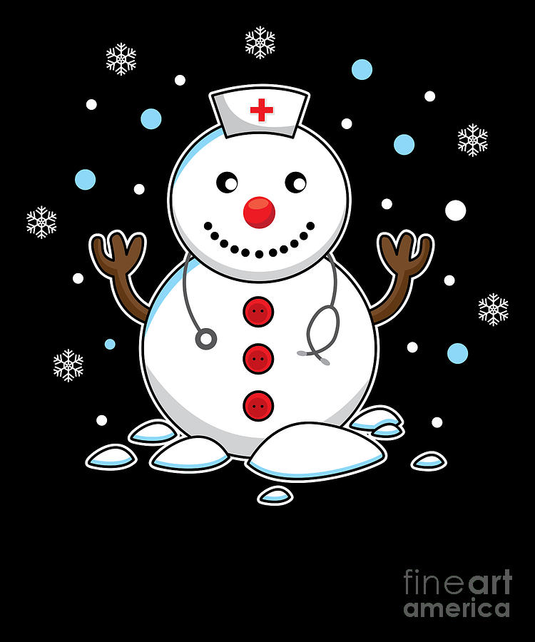 Christmas Tree Xmas Nurse Snowman Snow Holiday Gift Sticker by Haselshirt -  Pixels