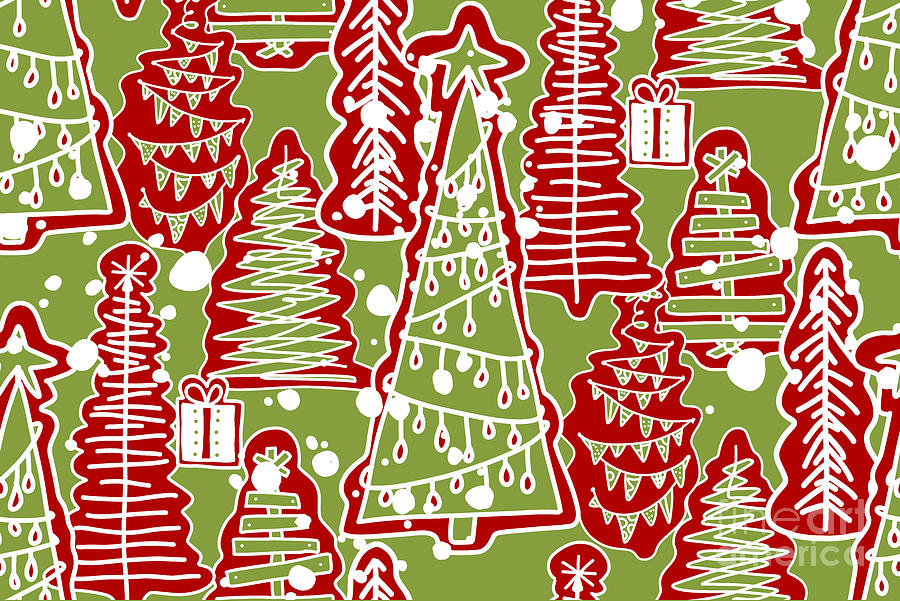 Christmas Trees Decor - Red and Green Digital Art by Patricia Awapara