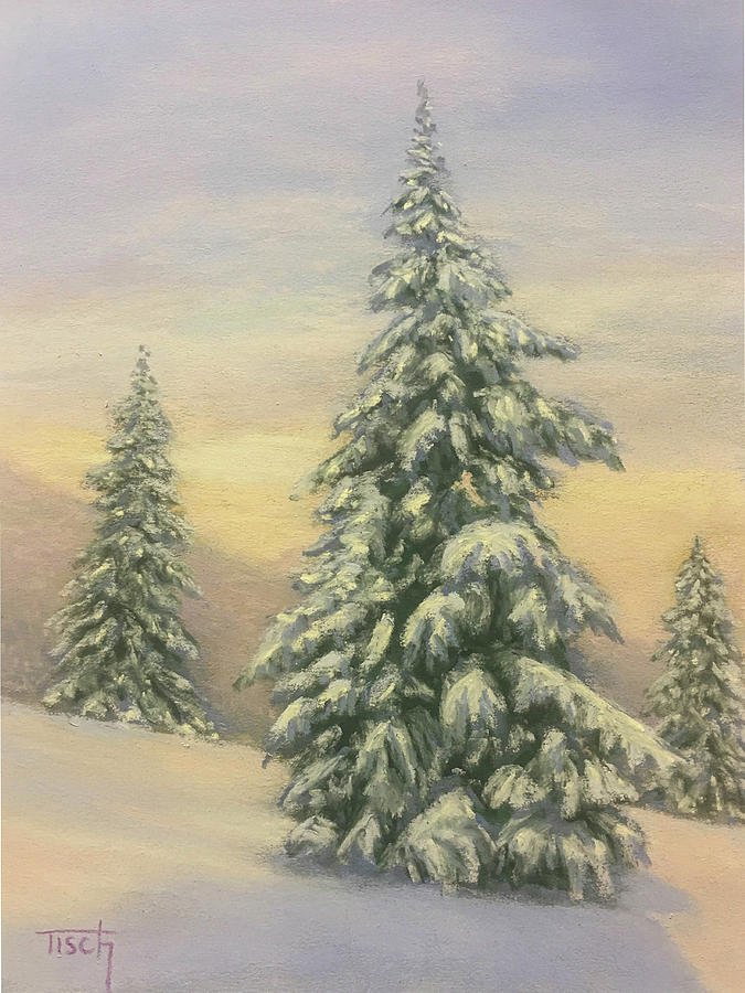 Christmas Trees Pastel by Lee Tisch Bialczak - Pixels