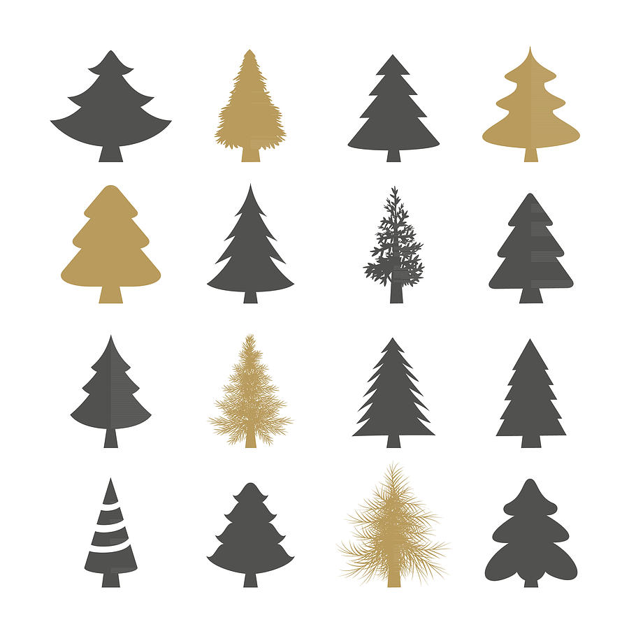 Christmas trees vector set Drawing by Artvea
