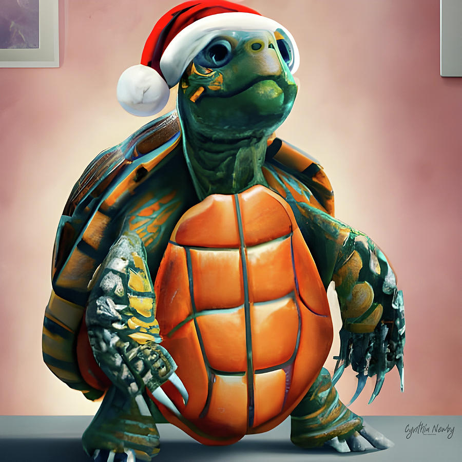 Christmas Turtle Digital Art by Cindys Creative Corner