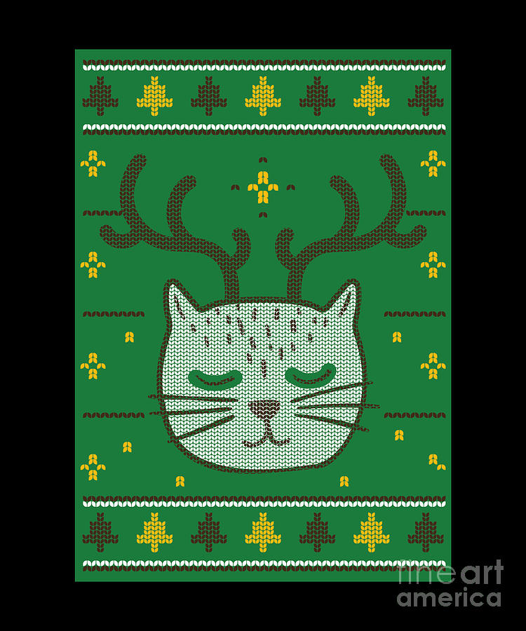 Christmas Ugly Sweater Cat Ugly Christmas Design Digital Art by Thomas ...