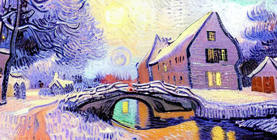 Christmas Village Bridge 3 Digital Art by Ron Harpham