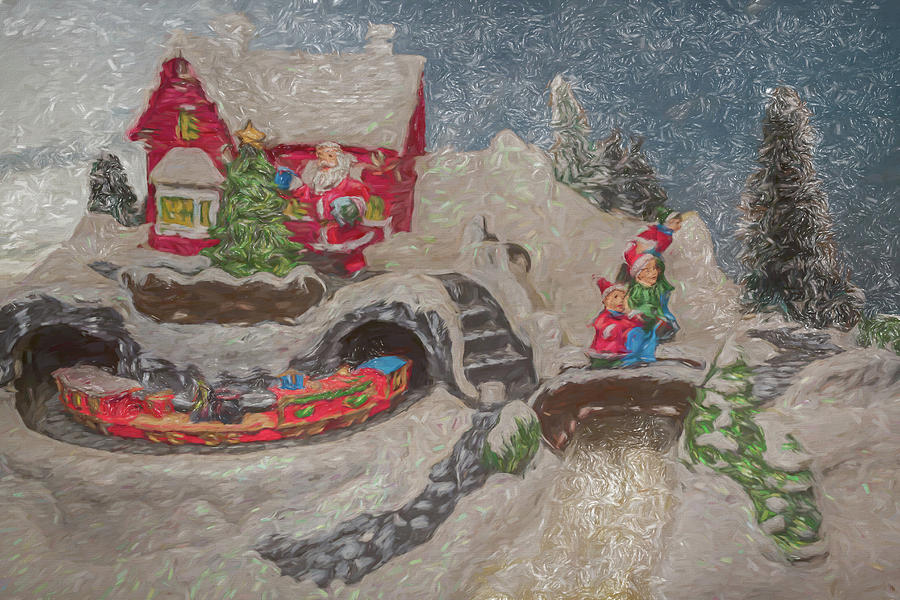 Christmas Village Mixed Media by Alison Frank