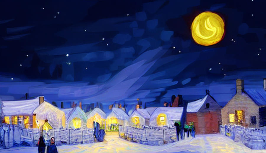 Christmas Village at Night 1 Digital Art by Ron Harpham