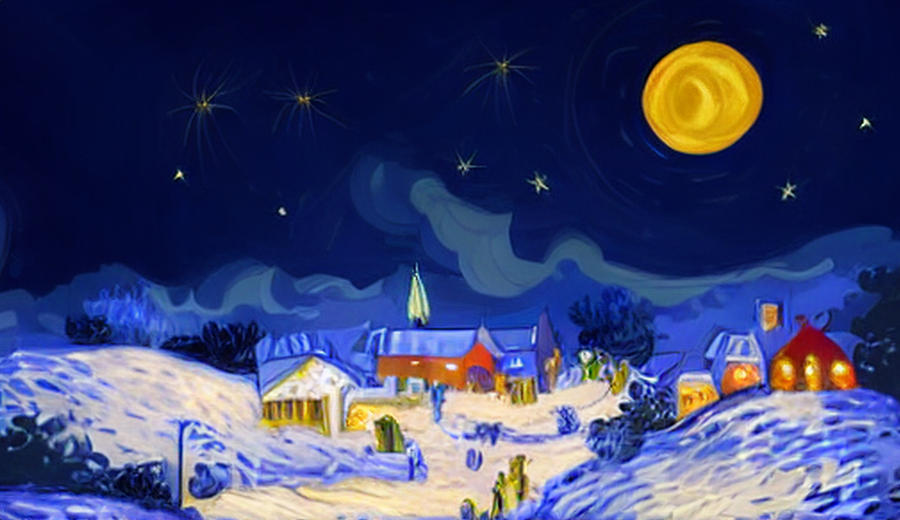 Christmas Village at night 2 Digital Art by Ron Harpham