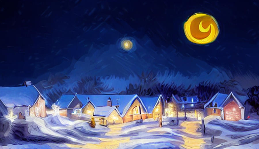 Christmas Village at Night 3 Digital Art by Ron Harpham