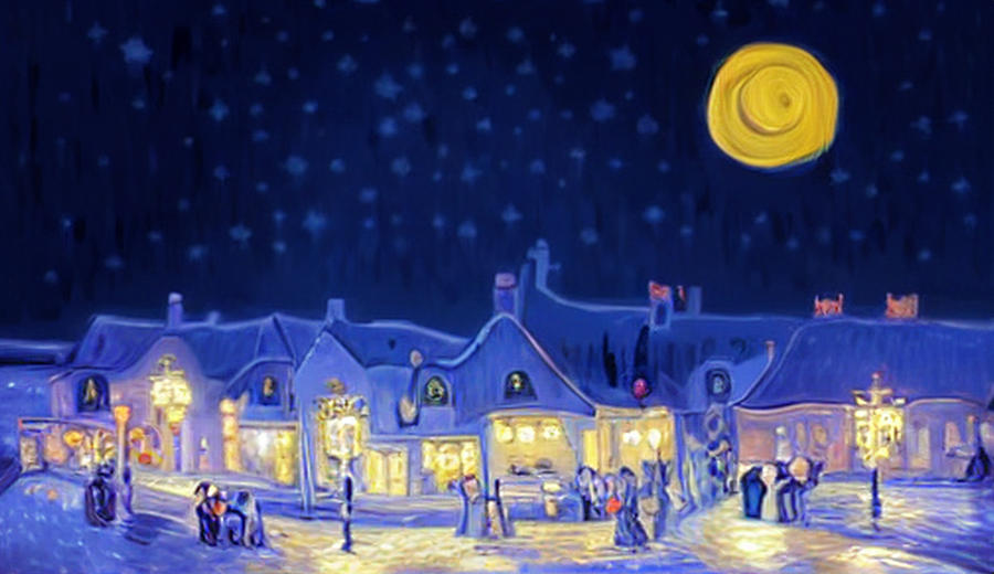 Christmas Village at Night 4 Digital Art by Ron Harpham