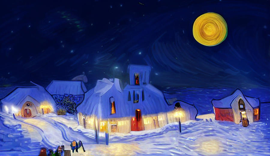 Christmas Village at Night 5 Digital Art by Ron Harpham