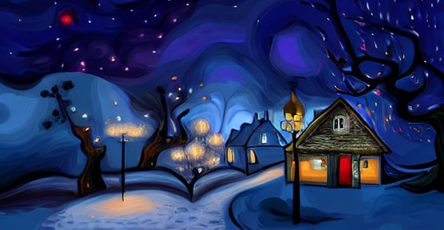 Christmas Village at Night 6 Digital Art by Ron Harpham