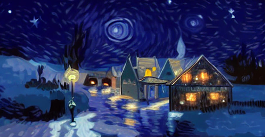 Christmas Village at Night 7 Digital Art by Ron Harpham