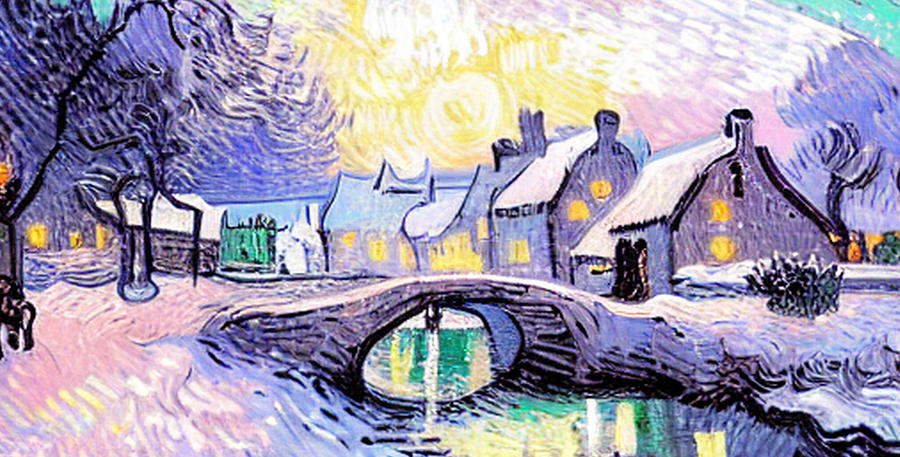 Christmas Village Bridge 4 Digital Art by Ron Harpham