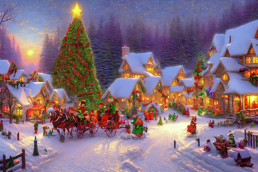 Christmas Village Digital Art by Debra Kewley