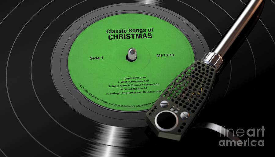 Christmas Digital Art - Christmas Vinyl On Vintage Turntable  by Allan Swart