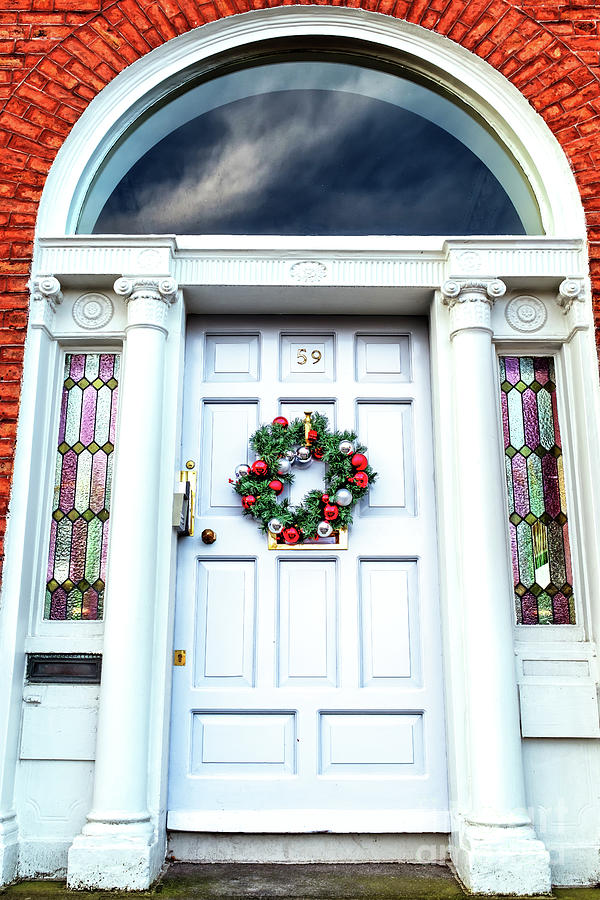 Christmas White Door in Dublin Photograph by John Rizzuto