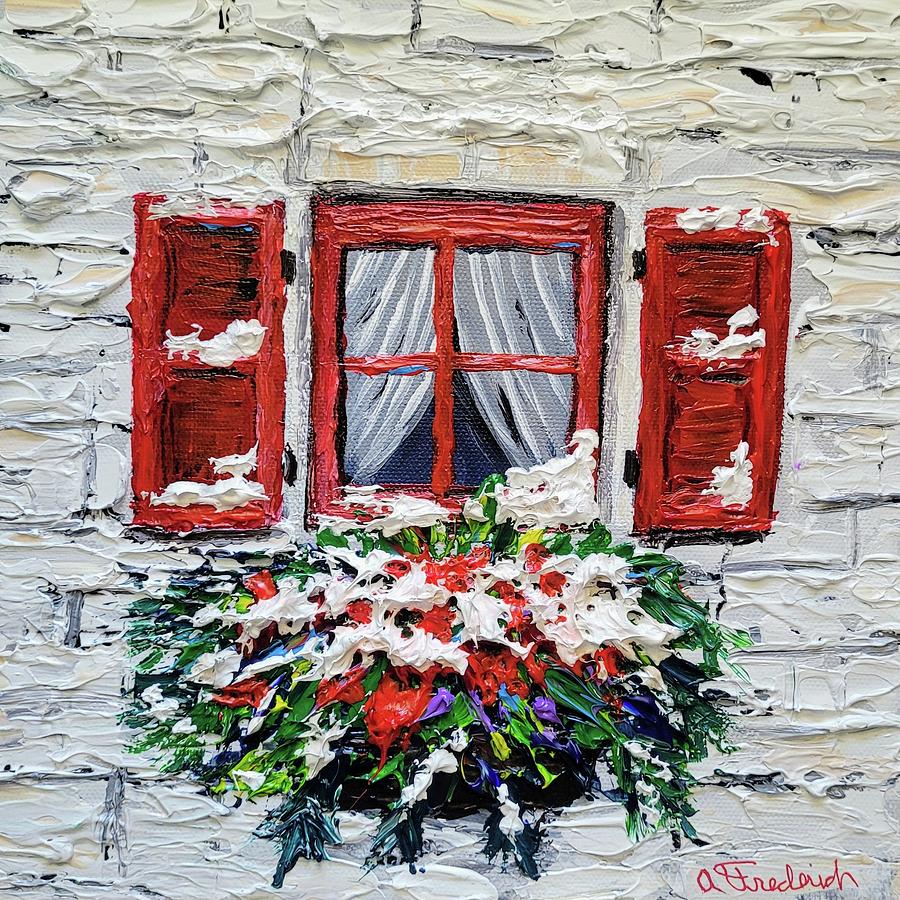 Christmas Window  Painting by Ann Frederick