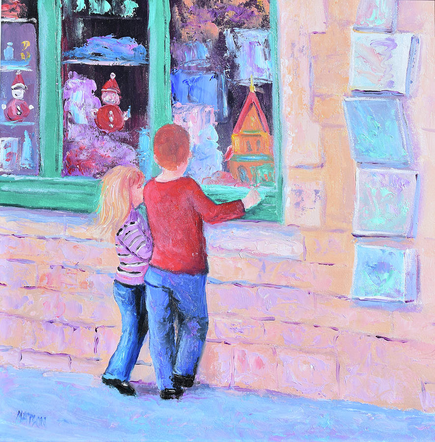 Christmas window shopping Painting by Jan Matson
