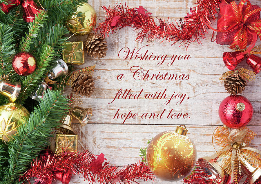Christmas With Joy Hope And Love Mixed Media by Johanna Hurmerinta ...