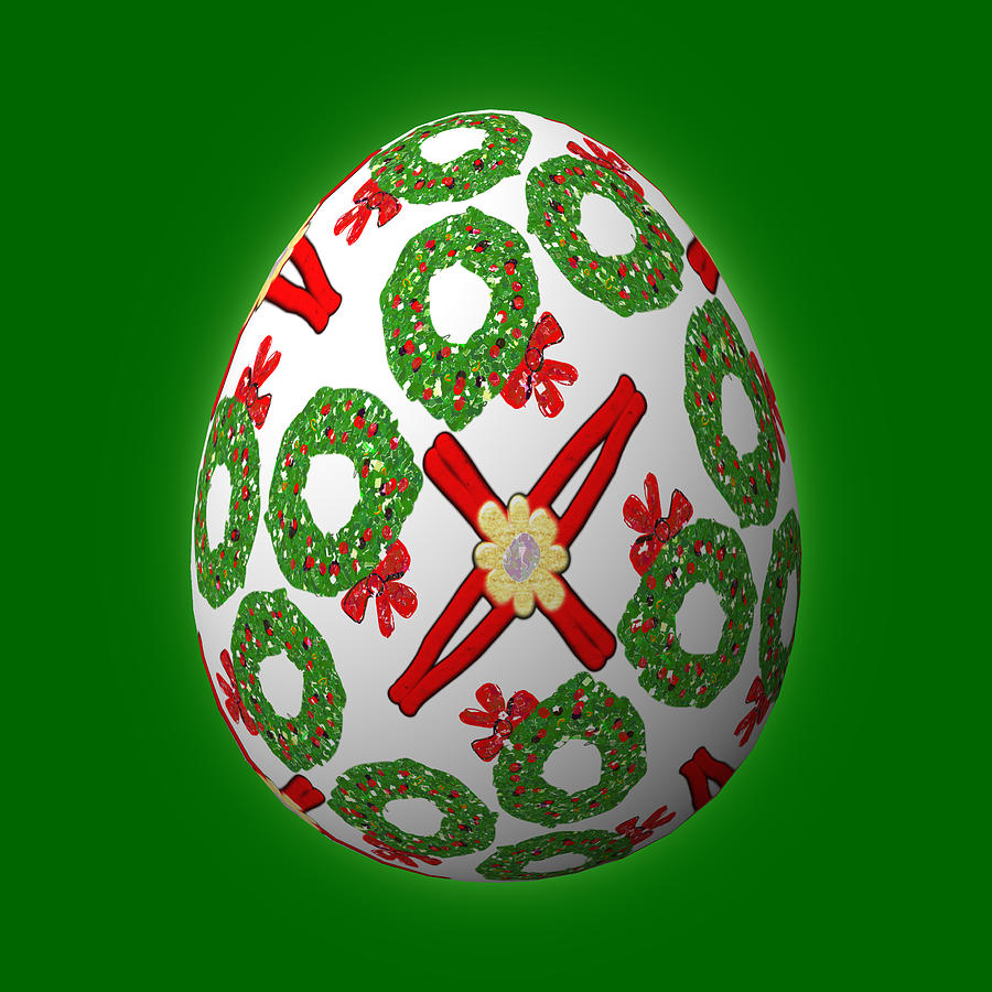Christmas Wreath Egg Digital Art by Eileen Backman