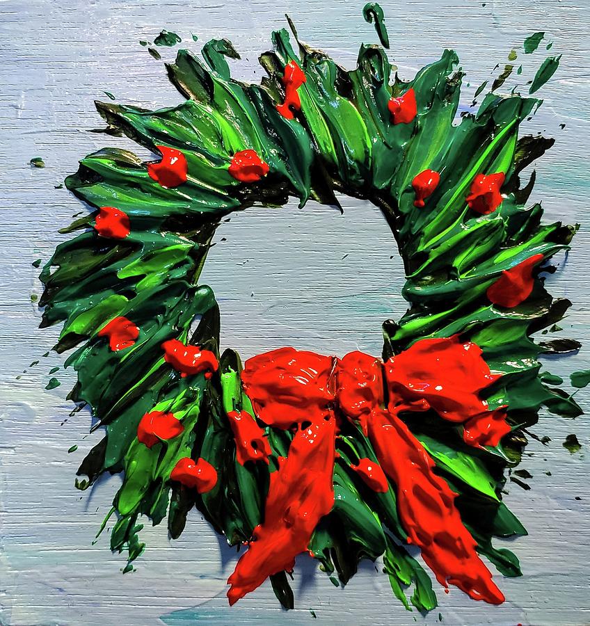 Christmas Wreath Painting by Gail Friedman