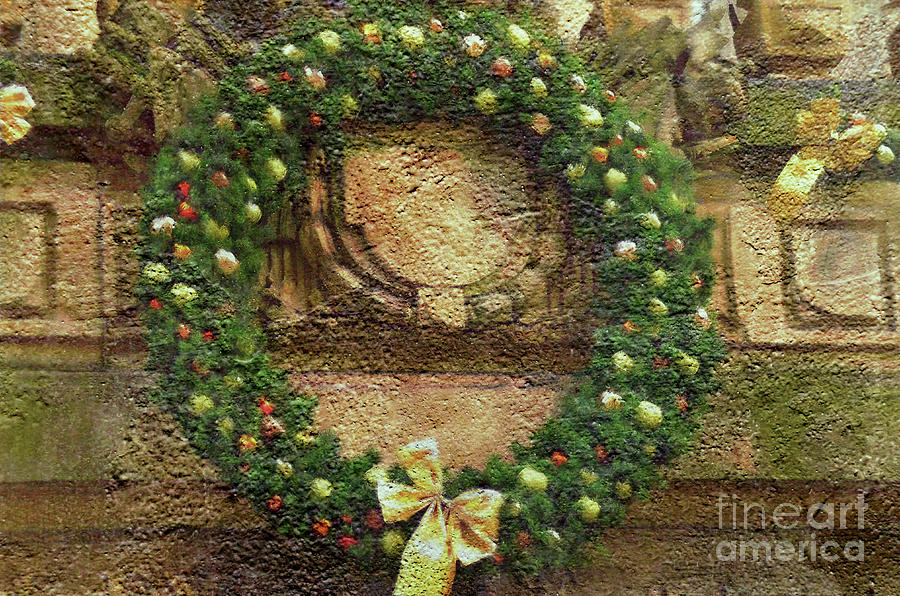 Christmas wreath-painting effect Photograph by Pics By Tony