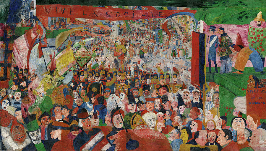 Skeleton Painting - Christs Entry Into Brussels in 1889 by James Ensor