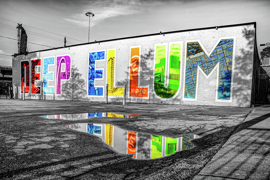 Chromatic Echoes of Deep Ellum Texas - Selective Color Photograph by Gregory Ballos