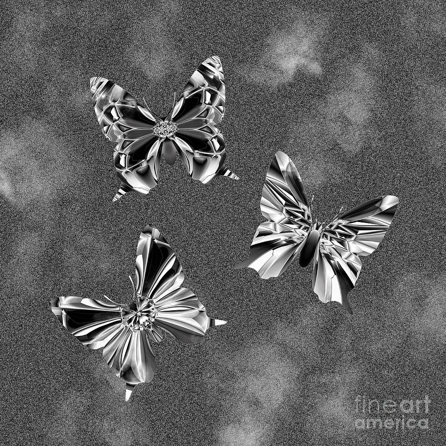 Chrome Butterflies Digital Art by Rachel Hannah