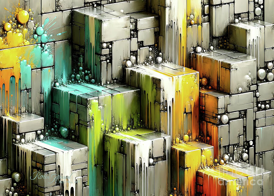 Chrome Metal Structure Stack Digital Art by Robin Amaral - Fine Art America