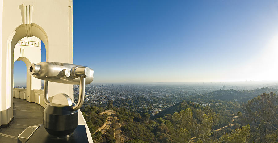 Chrome Telescope Looking Out Over Hollywood Hills Photograph by fotoVoyager