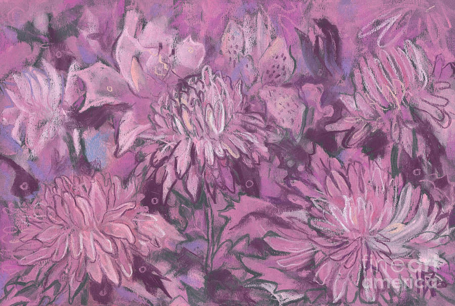 Chrysanthemum Abstraction Painting by Julia Khoroshikh