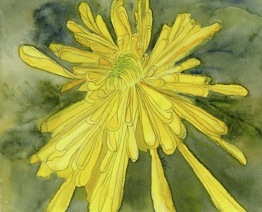 Fall Painting - Chrysanthemum, Golden Flower, November Birth Flower by Elizabeth Reich