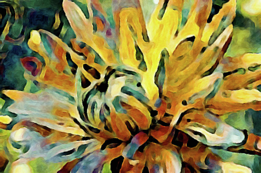 Chrysanthemum on Linen Digital Art by Susan Maxwell Schmidt
