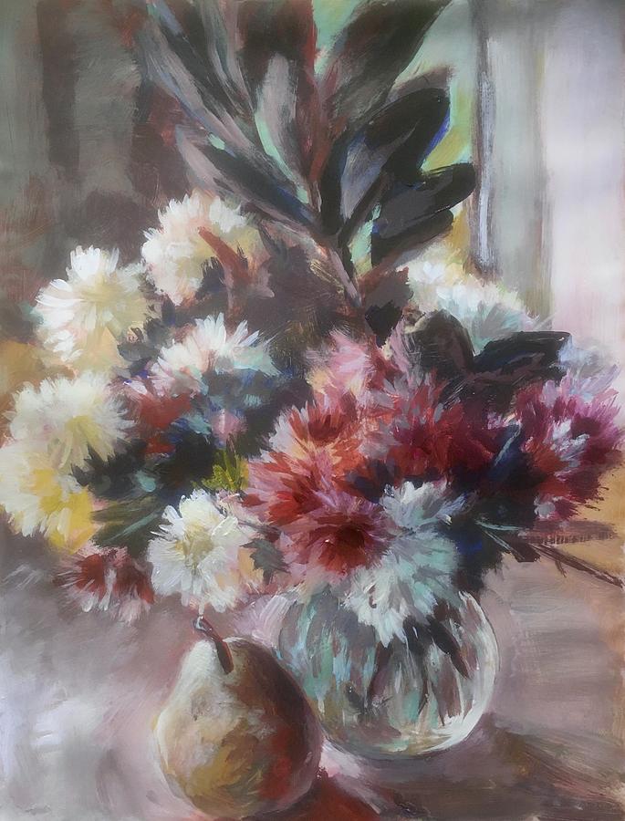 Chrysanthemums Painting by Ekaterina Mortensen