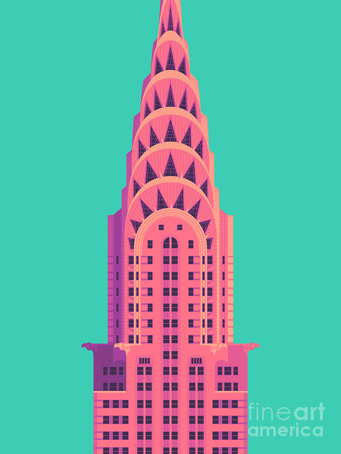 Architecture Digital Art - Chrysler Building - Green by Organic Synthesis