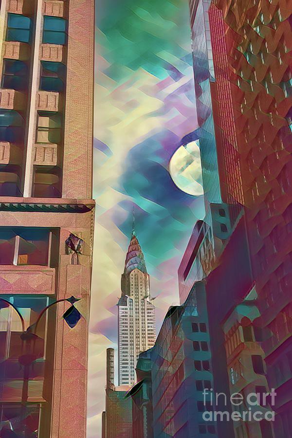 Chrysler Building Moon Architecture Art Deco NYC  Photograph by Chuck Kuhn
