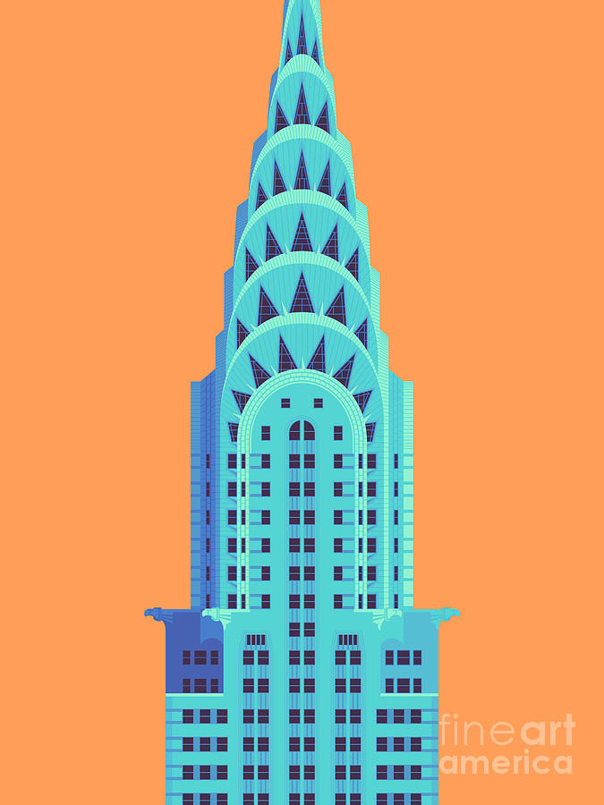 Architecture Digital Art - Chrysler Building - Orange by Organic Synthesis