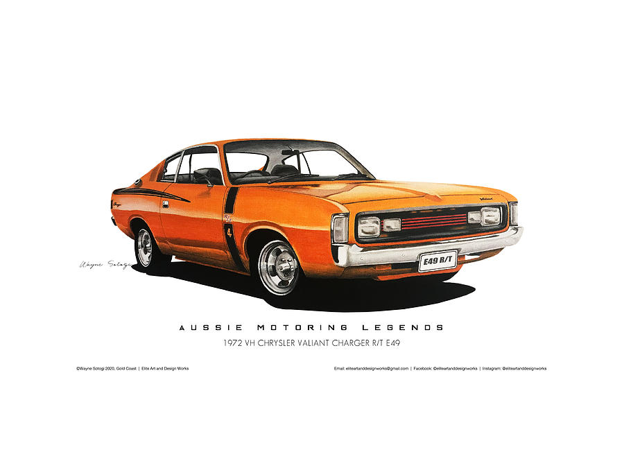 Chrysler Valiant Charger R/T Drawing by Wayne Sotogi - Fine Art America