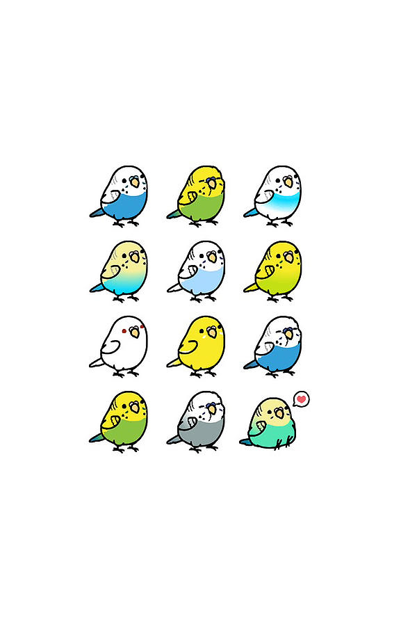 Chubby Budgies Digital Art by Dai Doan