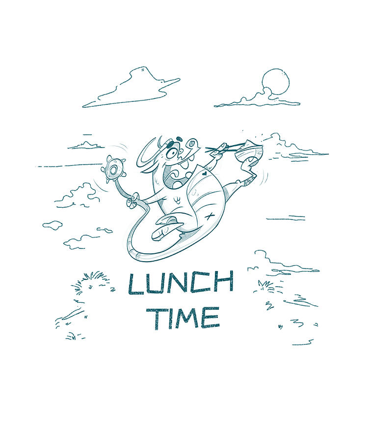 Chubby Dragon Gift For Him Her Lunch Time Funny Quote Cute Hand Drawing Fan  Digital Art by Jeff Brassard - Pixels