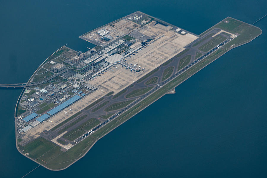 Chubu Centrair International Airport daytime aerial view from airplane Photograph by Taro Hama @ e-kamakura