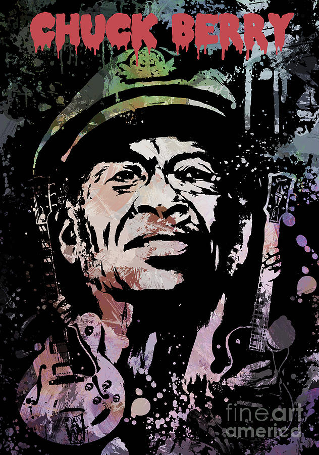 Rock And Roll Digital Art - Chuck Berry by Andrzej Szczerski