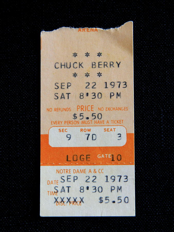 Chuck Berry Concert Ticket At Notre Dame Photograph by Fiona Kennard