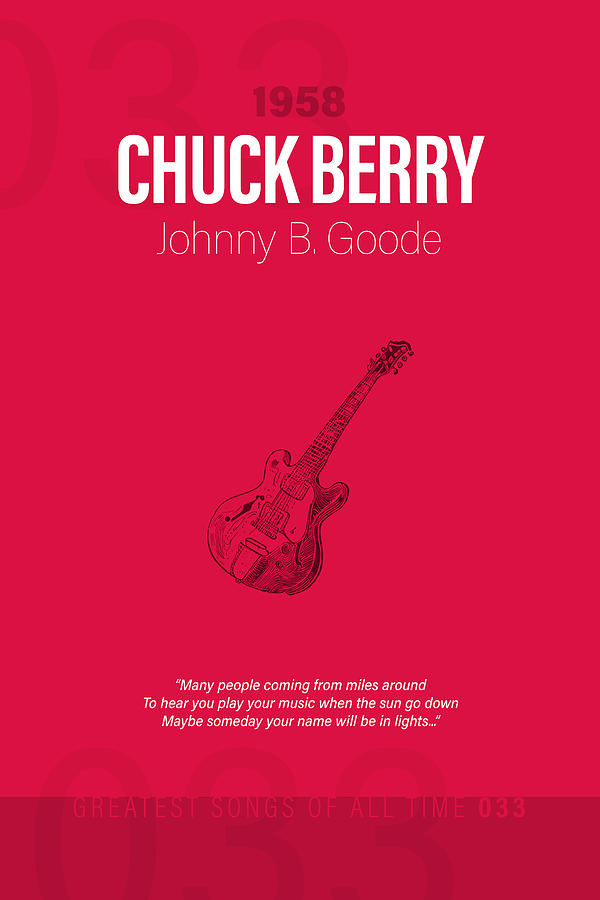 Chuck Berry Johnny B. Goode Minimalist Song Lyrics Greatest Hits Of All ...