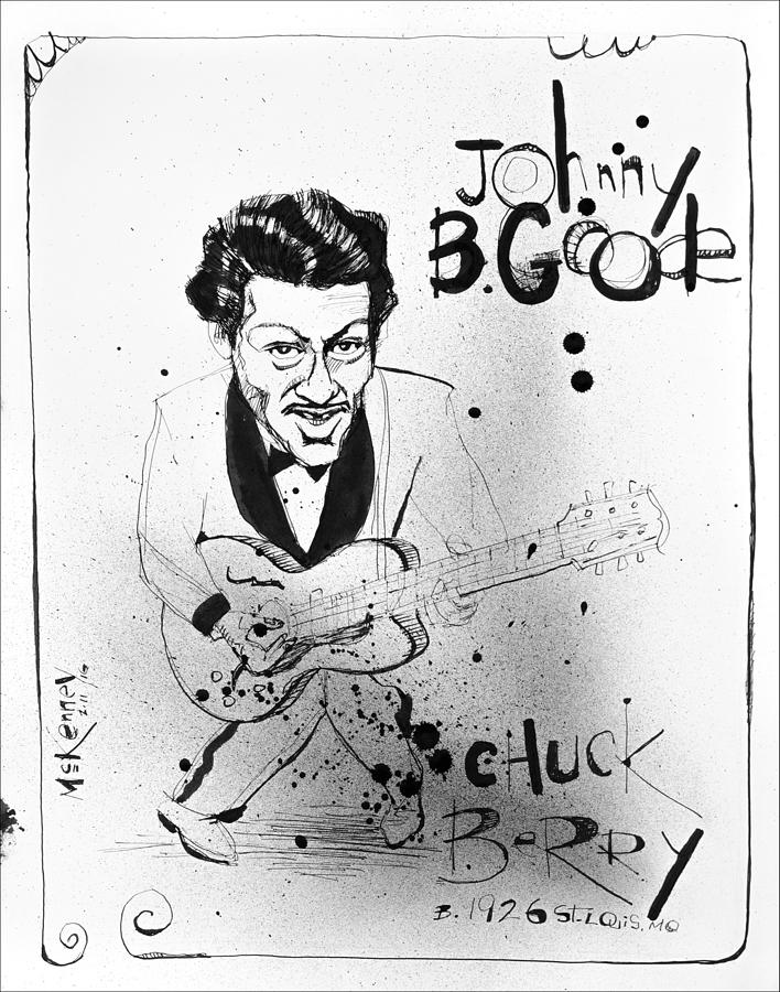 Chuck Berry Drawing by Phil Mckenney
