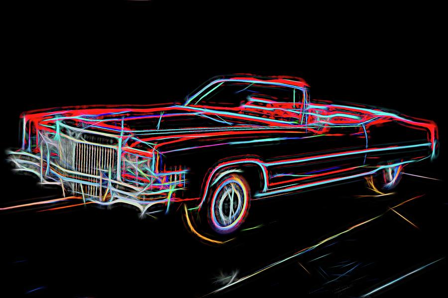 Chuck Berrys Red Cadillac Eldorado in Neon Photograph by Bill Swartwout