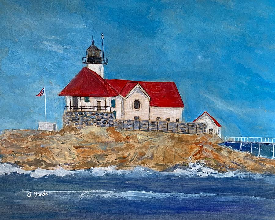 Cuckholds Lighthouse Painting by Anne Sands