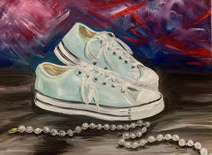 Chuck Taylors Painting - Chucks and Pearls #1 by Susan L Sistrunk