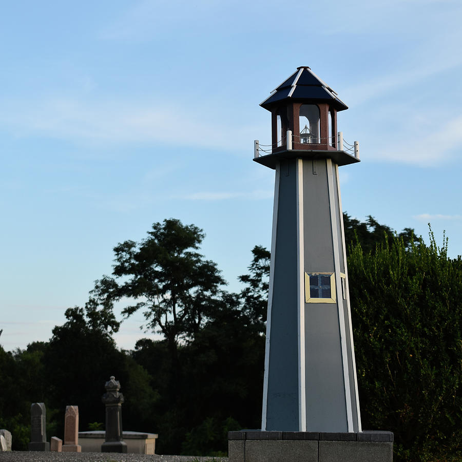 Church And Cemetery Lighthouse Photograph by Kathy K McClellan