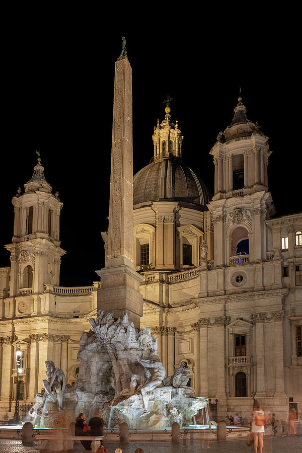 Church and Fountain in Rome at Night Photograph by Artur Bogacki
